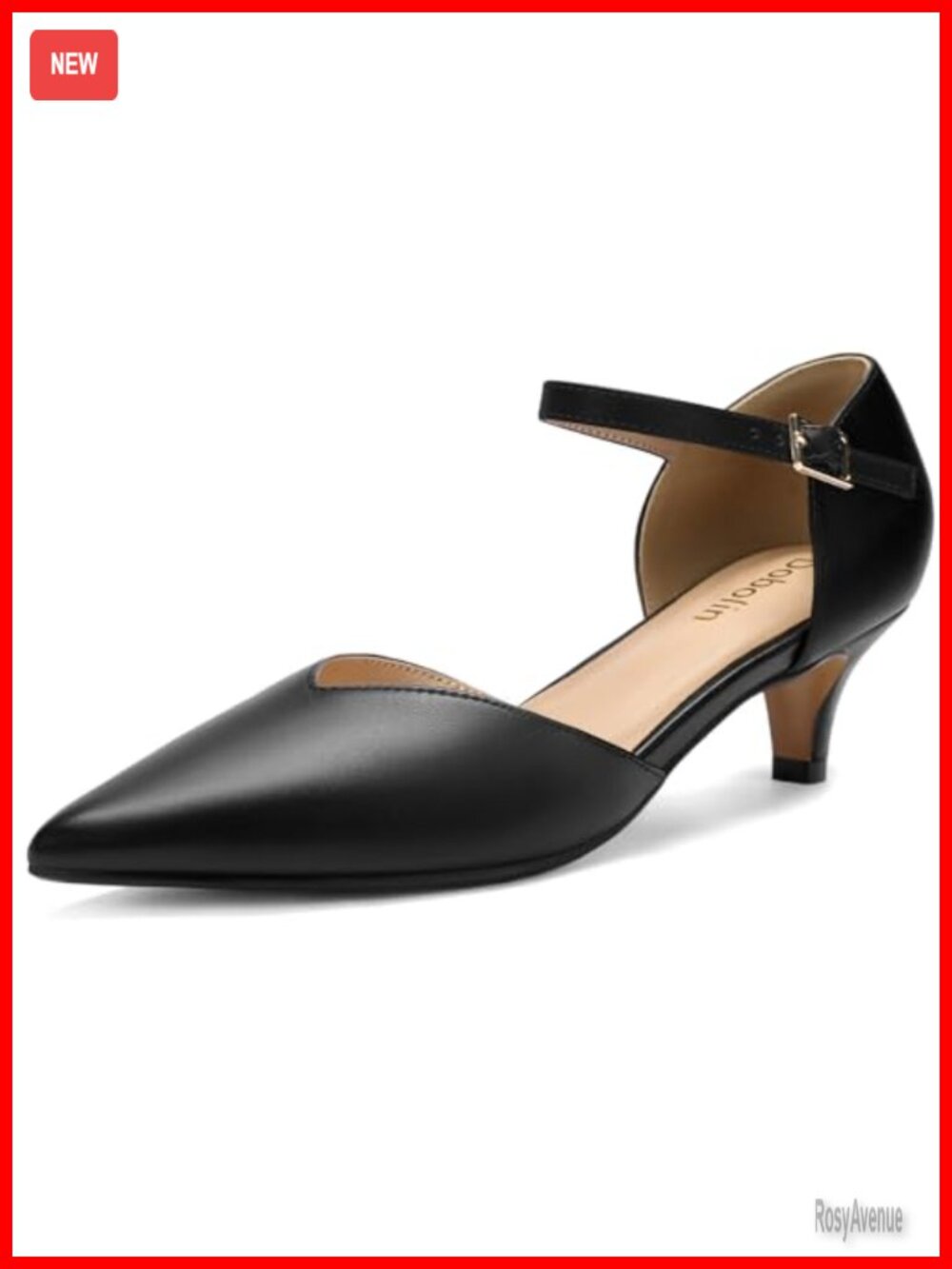 Kitten Heels Pumps Low Heel Ankle Strap Pointed Closed Toe Dress Dance Shoes